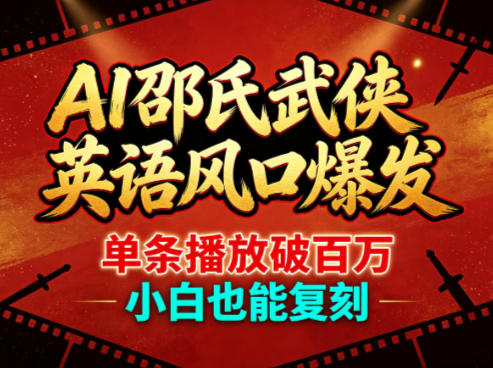 AI邵氏武侠英语风口爆发，单条播放破百万，小白也能复刻-智富思维学堂