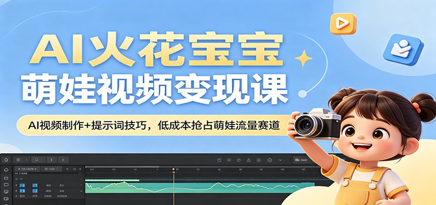 AI火花宝宝萌娃视频变现课：AI视频制作+提示词技巧，低成本抢占萌娃流量赛道-智富思维学堂
