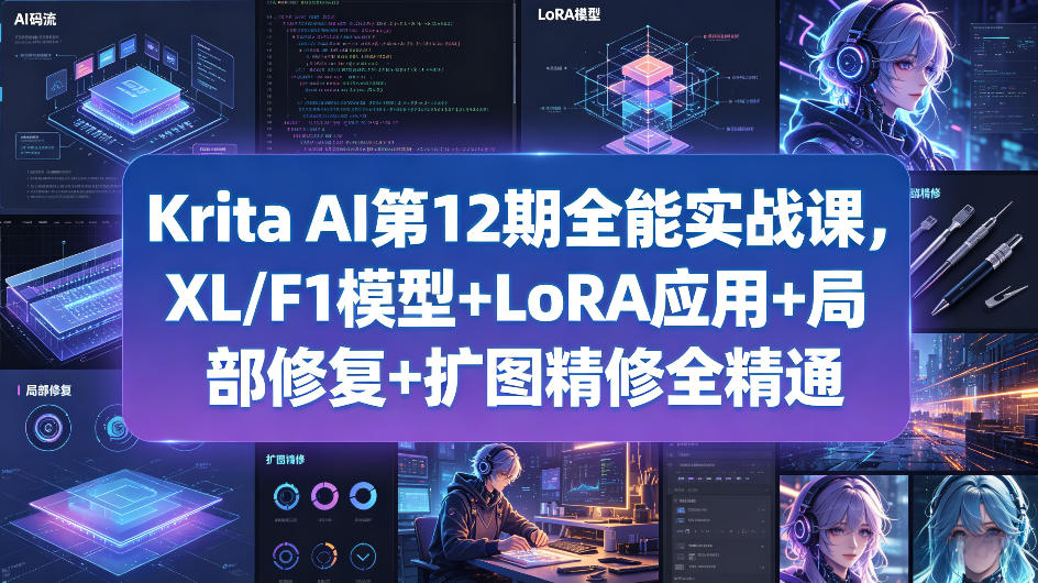 Krita AI第12期全能实战课，XL/F1模型+LoRA应用+局部修复+扩图精修全精通-智富思维学堂