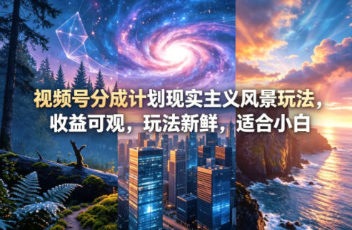 视频号分成计划现实主义风景玩法，收益可观，玩法新鲜，适合小白-智富思维学堂