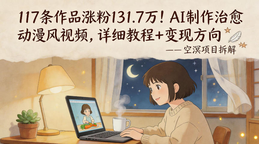 117条作品涨粉131.7W！AI制作治愈动漫风视频，详细教程+变现方向-智富思维学堂