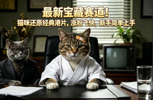 最新宝藏赛道！猫咪还原经典港片，涨粉飞快，新手简单上手-智富思维学堂