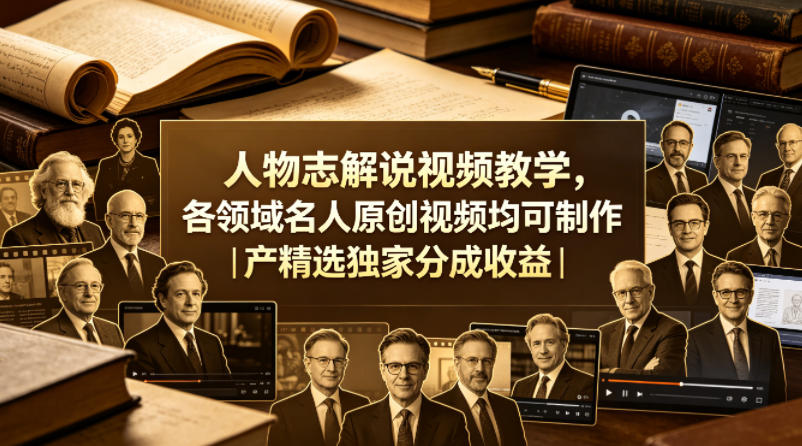 人物志解说视频教学，各领域名人原创视频均可制作丨精选独家分成收益(更新0430)-智富思维学堂