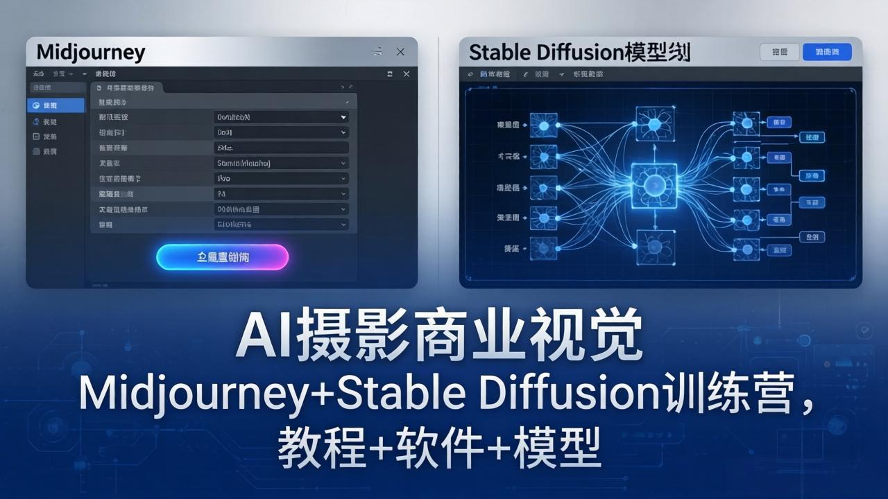 AI摄影商业视觉Midjourney+Stable Diffusion训练营，教程+软件+模型-智富思维学堂