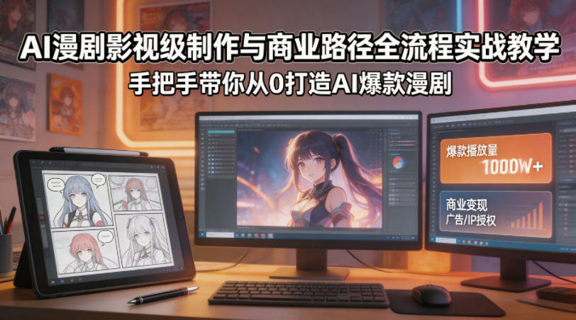 AI漫剧影视级制作与商业路径全流程实战教学,手带你从0打造AI爆款漫剧-智富思维学堂