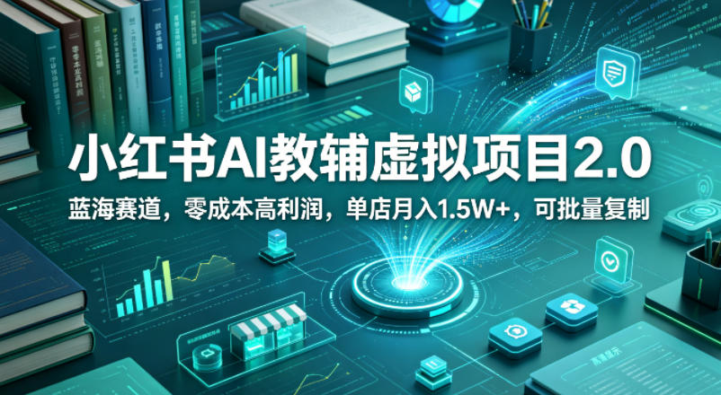 小红书AI教辅虚拟项目2.0，蓝海赛道，零成本高利润，单店月入1.5W+，可批量复制-智富思维学堂