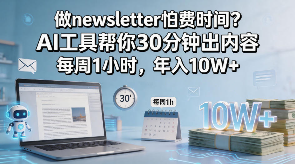 做newsletter怕费时间?AI工具帮你30分钟出内容,每周1小时,年入10W+!【原创双语字幕】-智富思维学堂