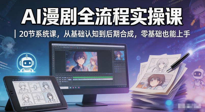 AI漫剧全流程实操课|20节系统课,从基础认知到后期合成,零基础也能上手-智富思维学堂