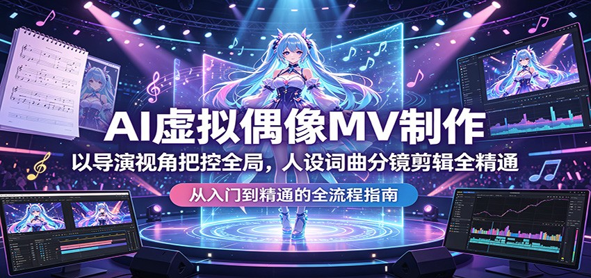 AI虚拟偶像MV制作：以导演视角把控全局，人设词曲分镜剪辑全精通-智富思维学堂