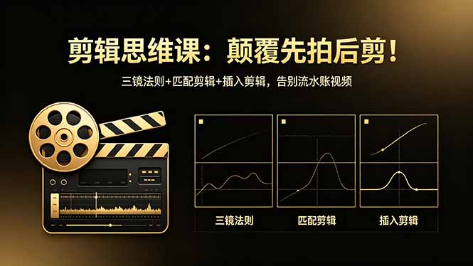剪辑思维课：颠覆先拍后剪！三镜法则+匹配剪辑+插入剪辑，告别流水账视频-智富思维学堂