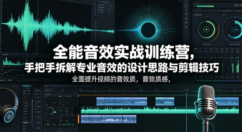 全能音效实战训练营,手把手拆解专业音效的设计思路与剪辑技巧,全面提升视频的音效质感-智富思维学堂