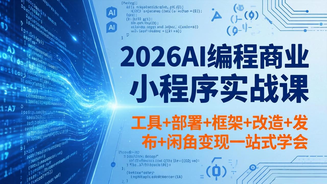 2026AI编程商业小程序实战课，工具+部署+框架+改造+发布+闲鱼变现一站式学会-智富思维学堂