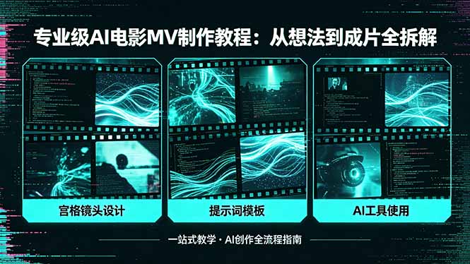 专业级AI电影MV制作教程，从想法到成片全拆解，宫格镜头+提示词模板+AI工具一站式教学-智富思维学堂