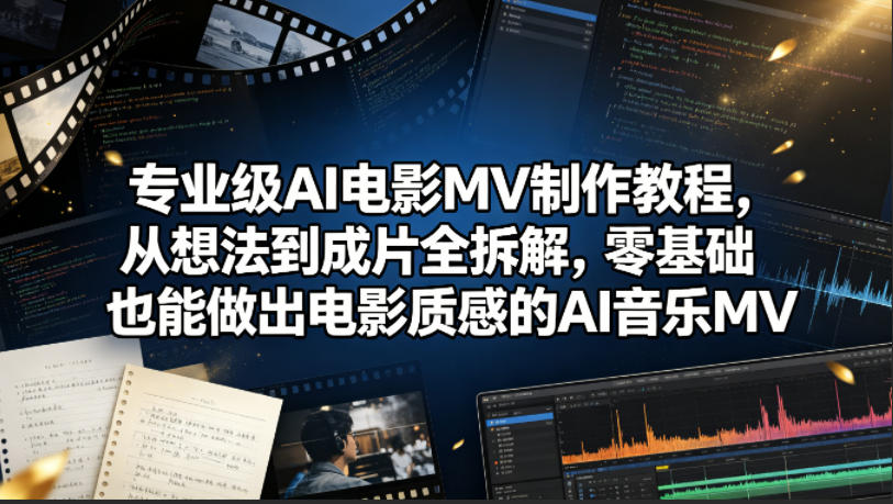 专业级AI电影MV制作教程，从想法到成片全拆解，零基础也能做出电影质感的AI音乐MV-智富思维学堂