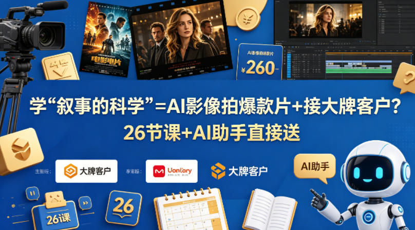 学《叙事的科学》=AI影像拍爆款片+接大牌客户？26节课+AI助手直接送【原创双语字幕】-智富思维学堂