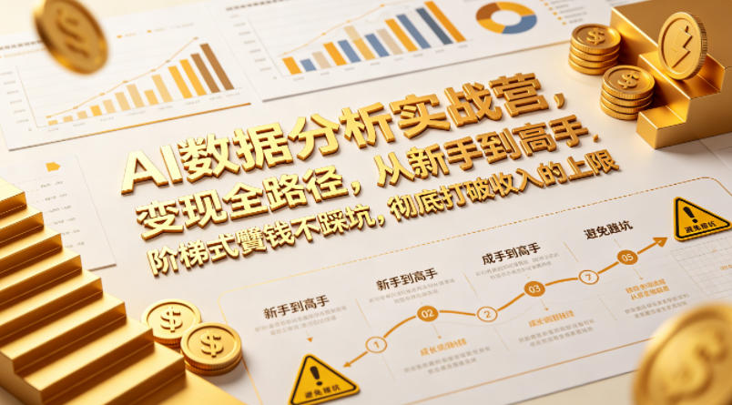 AI数据分析实战营，变现全路径，从新手到高手，阶梯式賺钱不踩坑，彻底打破收入的上限-智富思维学堂