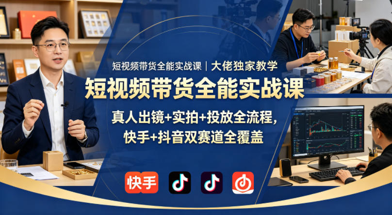 短视频带货全能实战课｜大佬独家教学，真人出镜+实拍+投放全流程，快手+抖音双赛道全覆盖-智富思维学堂