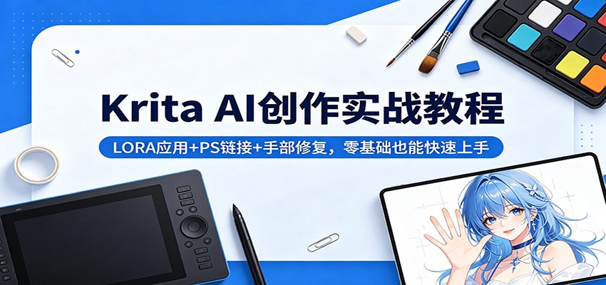Krita AI创作实战教程：LORA应用+PS链接+手部修复，零基础也能快速上手-智富思维学堂