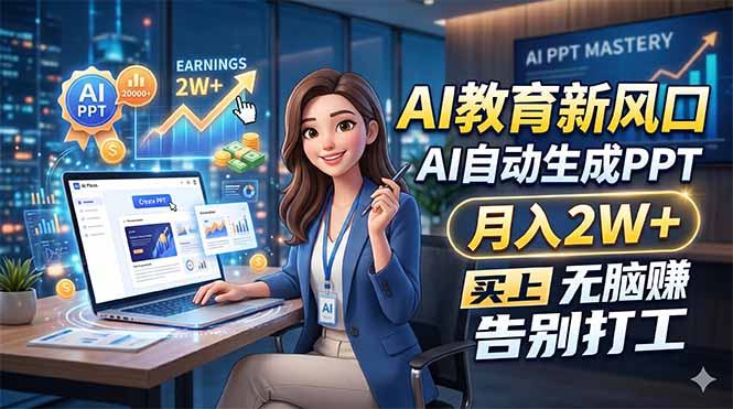 AI教育新风口,AI自动生成PPT,月入2W+,无脑赚,告别打工-智富思维学堂