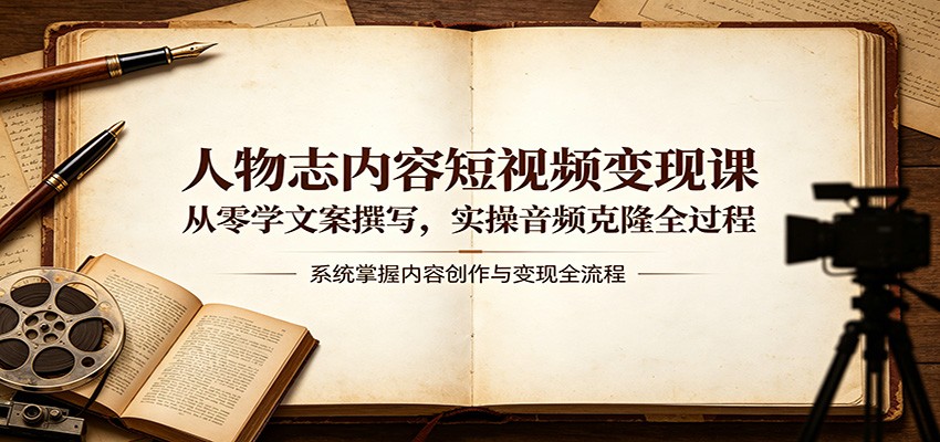 人物志内容短视频变现课：从零学文案撰写，实操音频克隆全过程-智富思维学堂
