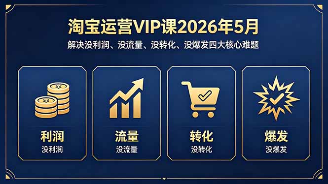 淘宝运营VIP课2026年5月：解决没利润、没流量、没转化、没爆发四大核心难题-智富思维学堂
