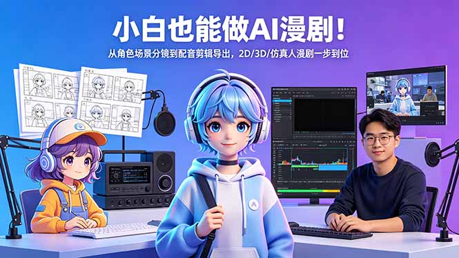 小白也能做AI漫剧！从角色场景分镜到配音剪辑导出，2D/3D/仿真人漫剧一步到位-智富思维学堂