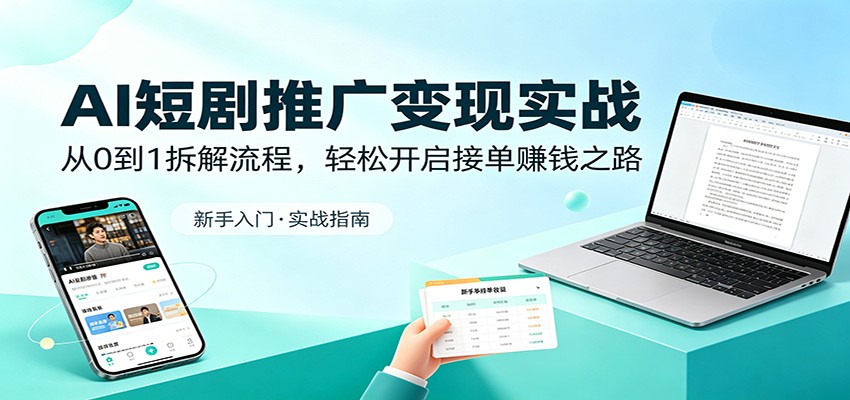 AI短剧推广变现实战：从0到1拆解流程，轻松开启接单赚钱之路-智富思维学堂
