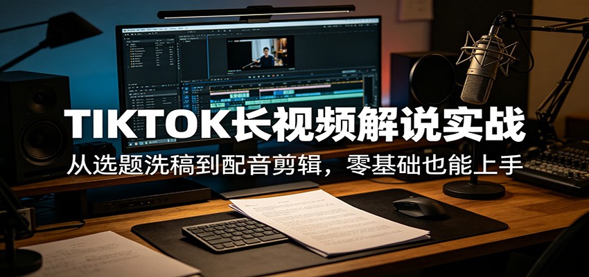 TIKTOK长视频解说实战：从选题洗稿到配音剪辑，零基础也能上手-智富思维学堂
