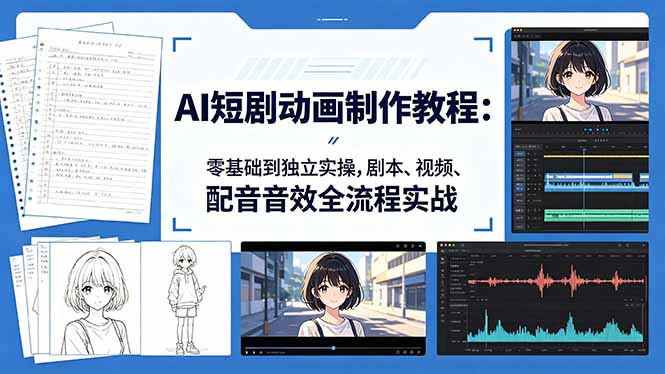 AI短剧动画制作教程：零基础到独立实操，剧本、视频、配音音效全流程实战-智富思维学堂