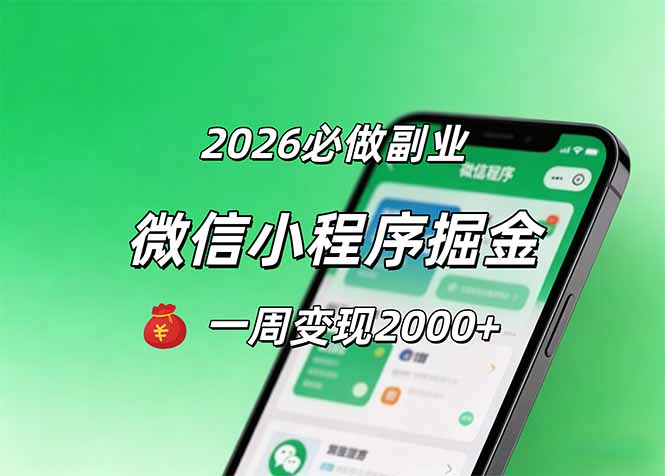 2026微信小程序掘金，简单好上手，一周变现2000+-智富思维学堂