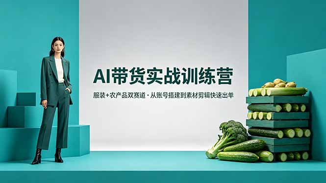 AI带货实战训练营，服装+农产品双赛道，从账号搭建到素材剪辑快速出单-智富思维学堂