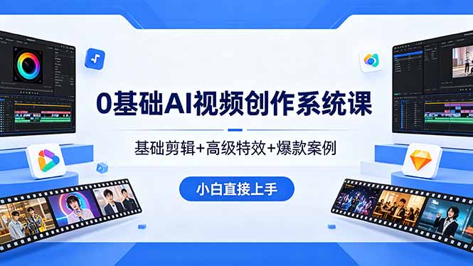 0基础AI视频创作系统课，基础剪辑+高级特效+爆款案例，小白直接上手-智富思维学堂