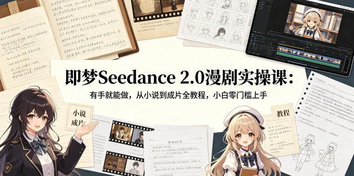 即梦Seedance 2.0漫剧实操课：有手就能做，从小说到成片全教程，小白零门槛上手-智富思维学堂