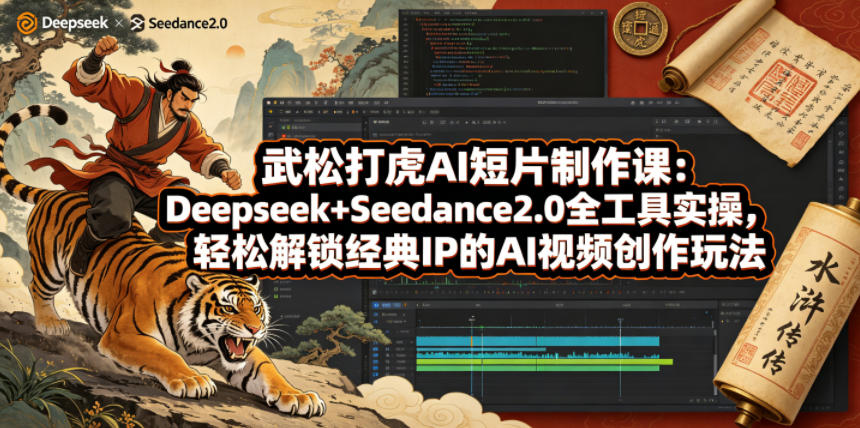 武松打虎AI短片制作课：Deepseek+Seedance2.0全工具实操，轻松解锁经典IP的AI视频创作玩法-智富思维学堂