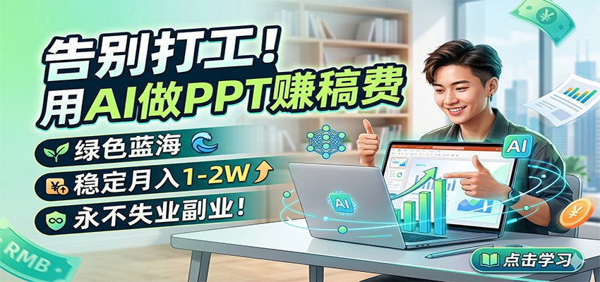 告别打工！用AI做PPT赚稿费，绿色蓝海，稳定月入1-2W，永不失业副业！-智富思维学堂