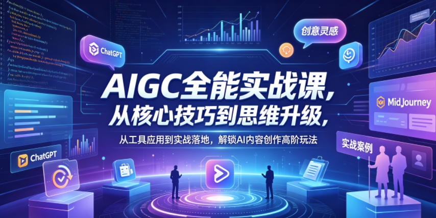 AIGC全能实战课，从核心技巧到思维升级，从工具应用到实战落地，解锁AI内容创作高阶玩法-智富思维学堂