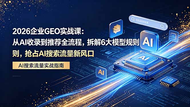 2026 企业GEO实战课：从AI收录到推荐全流程，拆解6大模型规则，抢占 AI 搜索流量新风口-智富思维学堂