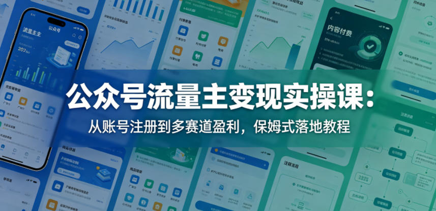 公众号流量主变现实操课：从账号注册到多赛道盈利，保姆式落地教程-智富思维学堂
