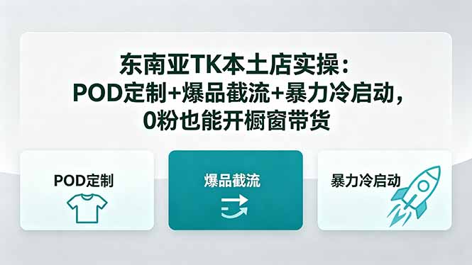 东南亚TK本土店实操:POD定制+爆品截流+暴力冷启动,0粉也能开橱窗带货-智富思维学堂