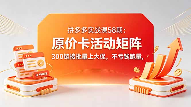 拼多多实战课58期:原价卡活动矩阵,300链接批量上大促,不亏钱跑量-智富思维学堂