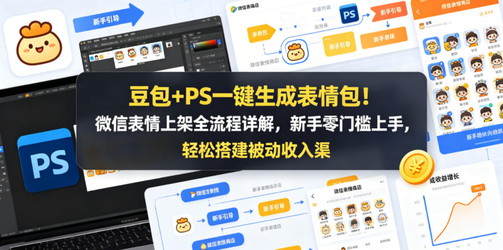 豆包+PS一键生成表情包！微信表情上架全流程详解，新手零门槛上手，轻松搭建被动收入渠道-智富思维学堂