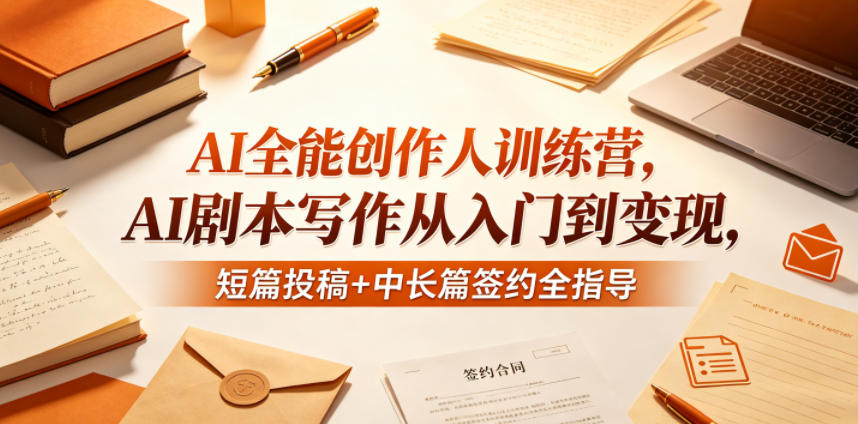 AI全能创作人训练营，AI剧本写作从入门到变现，短篇投稿+中长篇签约全指导-智富思维学堂