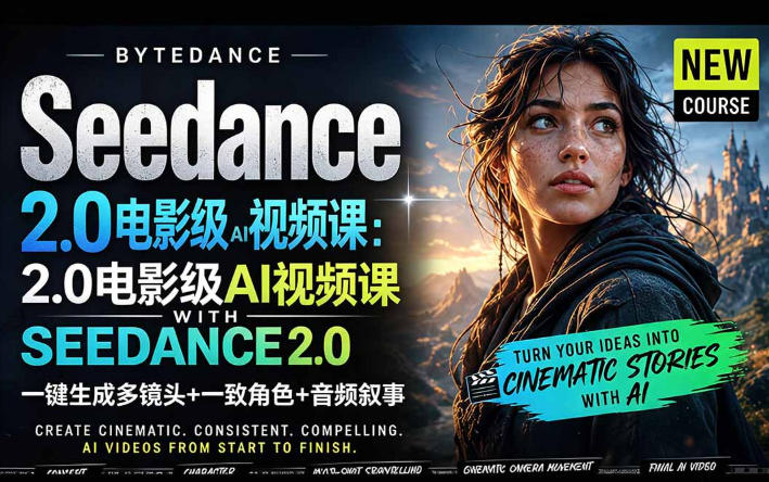 字节跳动的Seedance 2.0 AI电影视频生成制作教程，一键生成多镜头+一致角色+音频叙事-中英字幕-智富思维学堂