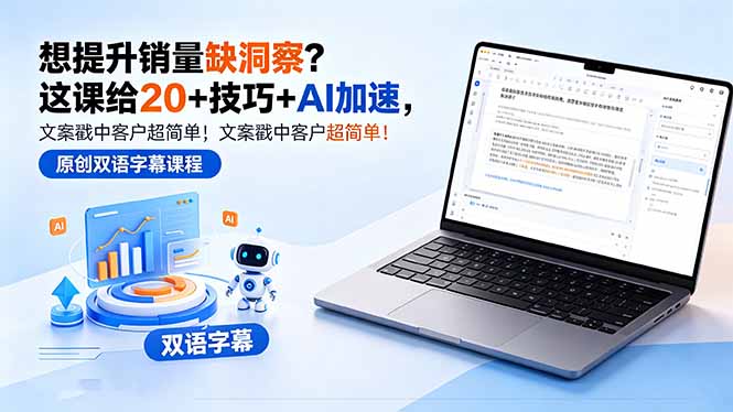 想提升销量缺洞察?这课给 20 + 技巧 + AI 加速,文案戳中客户超简单!【原创双语字幕】-智富思维学堂
