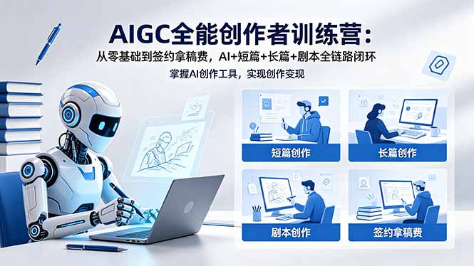 AIGC全能创作者训练营：从零基础到签约拿稿费，AI+短篇+长篇+剧本全链路闭环-智富思维学堂