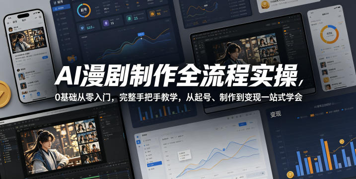AI漫剧制作全流程实操，0基础从零入门，完整手把手教学，从起号、制作到变现一站式学会-智富思维学堂