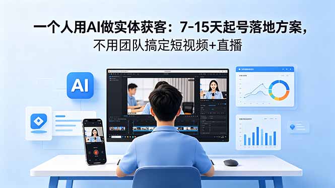 一个人用AI做实体获客：7-15天起号落地方案，不用团队搞定短视频+直播-智富思维学堂
