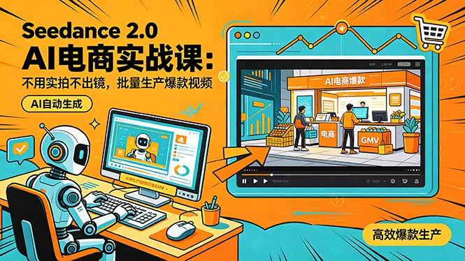 Seedance 2.0 AI电商实战课：不用实拍不出镜，批量生产爆款视频打爆GMV-智富思维学堂