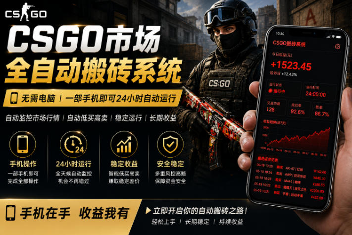 24小时自动监控CS饰品市场，手机即可完成全部操作实现自动搬砖盈利，日入300+【揭秘】-智富思维学堂