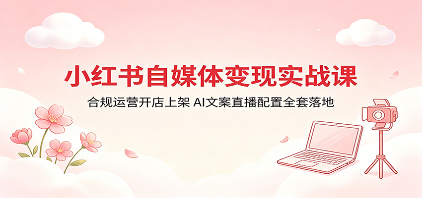 小红书自媒体变现实战课：合规运营开店上架，AI文案直播配置全套落地-智富思维学堂
